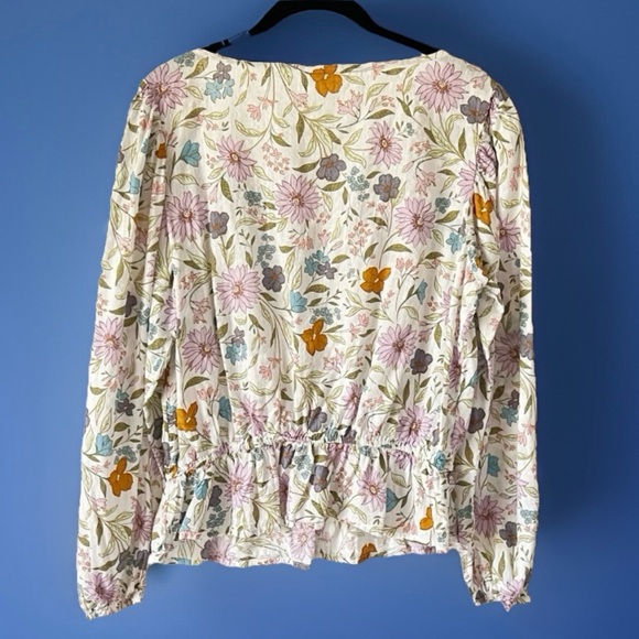 ANA A New Approach Boho Peasant Top Retro Multicolor Floral Blouse Size Large - Picture 3 of 13